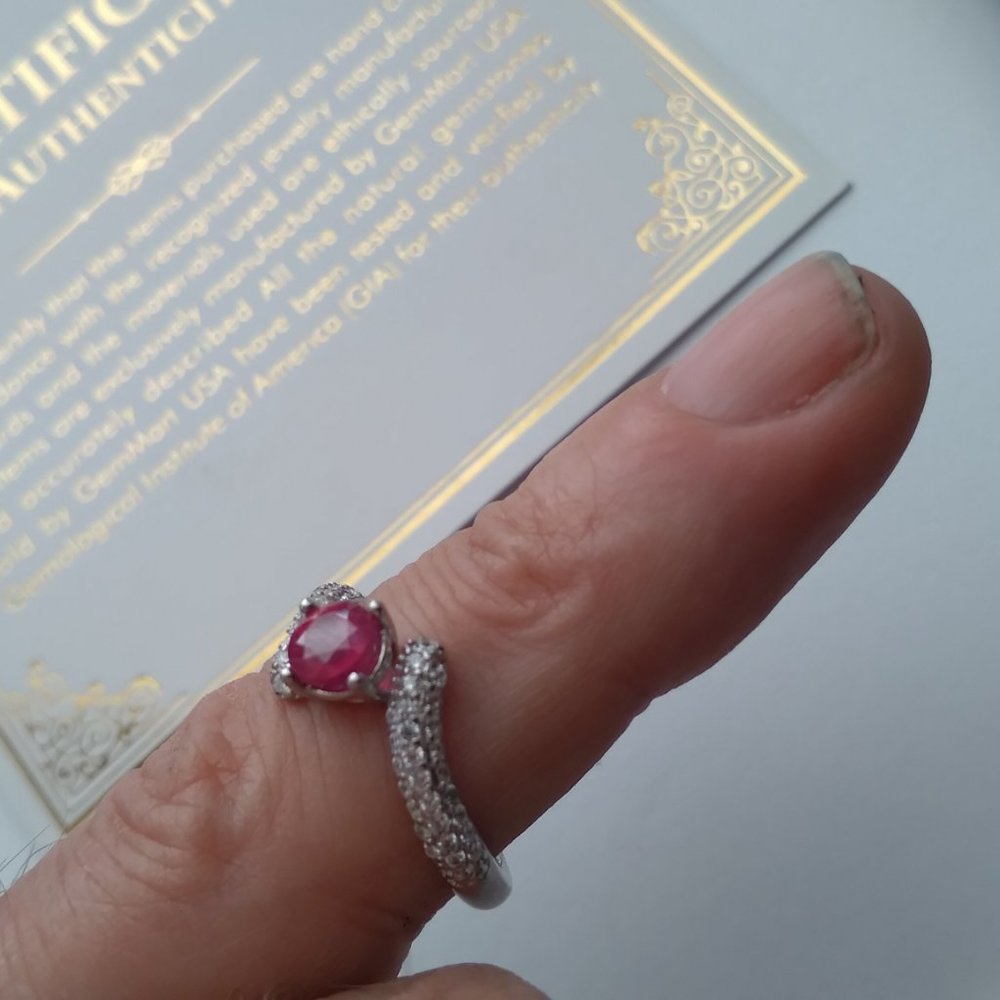 Ruby Wrapped With Cubic Zirconia And Silver Ring … - image 5